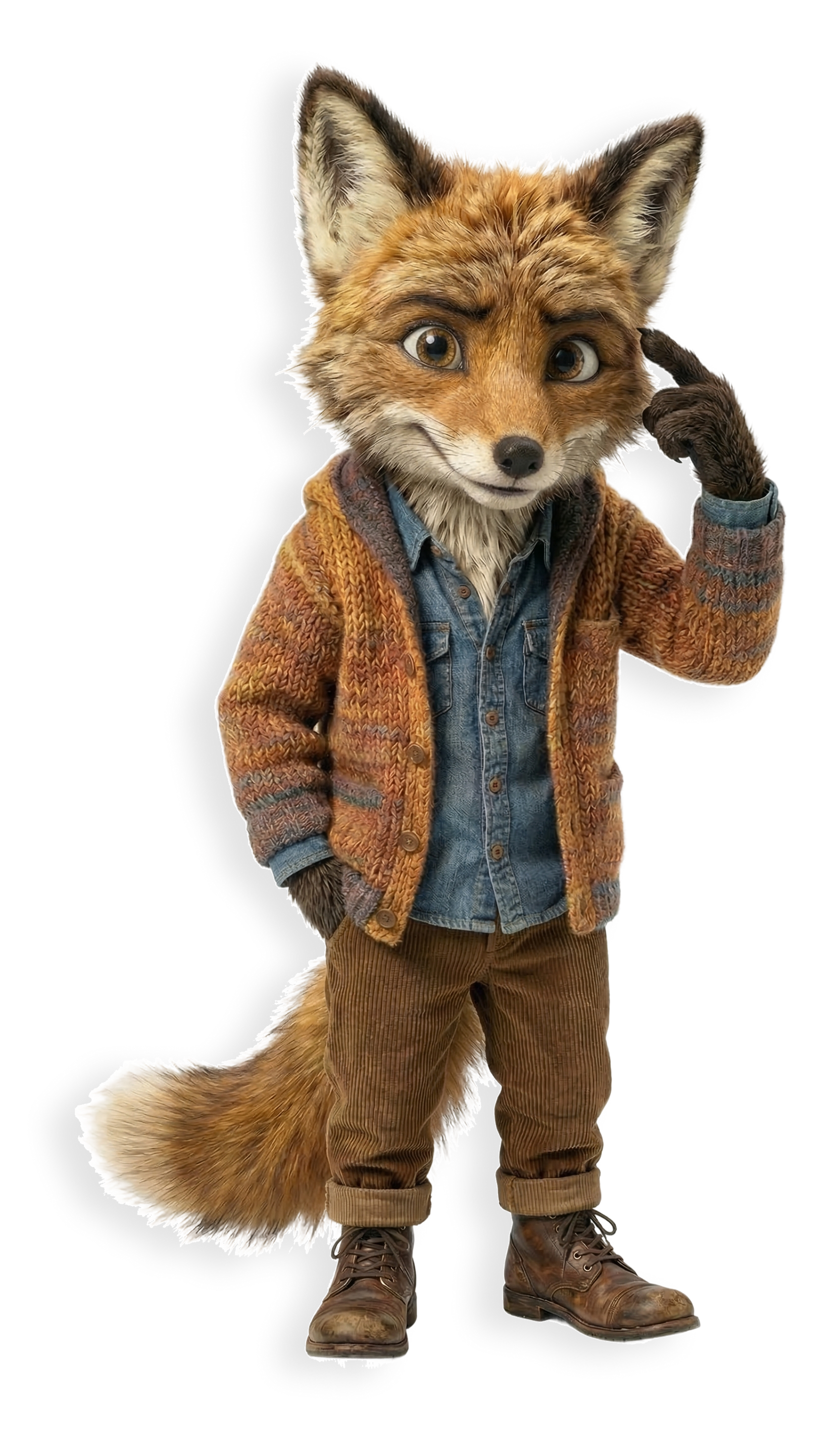 Fox mascot thinking